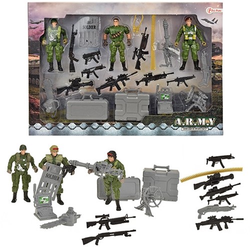 ARMY Speelset "Militair" + accessoires + 3x soldaat 25x35cm