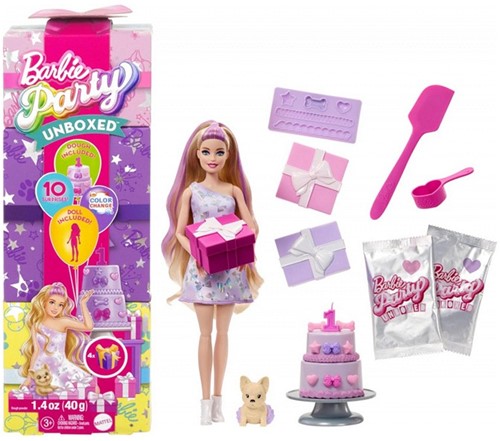 Barbie Party Unboxed Pop met accessoires Huisdier Verjaardag Serie