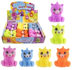 Squeeze puffy unicorn 12cm,6 assorti kleuren 12 stuks in display