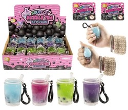 Squeeze Bubble tea met sleutelhanger 6,5cm, 54 gram, 4 assorti in display (24)