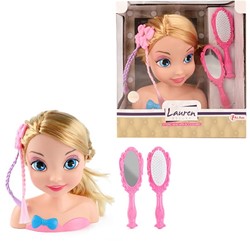 LAUREN Tête de coiffure avec accessoires + brosse + miroir 13x23,5x24cm.