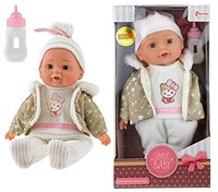 LOVELY BABY Babypop 32cm met winterkleren + flesje