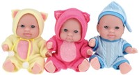 CUTE BABY Baby doll 14cm avec bonnet de couchage 6 assortis-3
