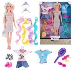 LAUREN Tienerpop "Hairextensions" met accessoires + Kleding 24x32cm