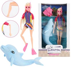 LAUREN Tienerpop 29cm duikster met glitter dolfijn