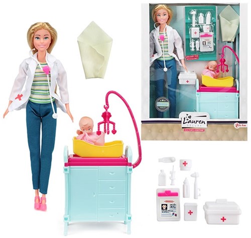 LAUREN Muñeca adolescente 29cm médico incl. Accesorios y bebe