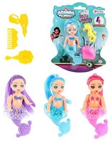 MERMAIDS Pop zeemeermin 12cm met 2 kammetjes 3 assorti