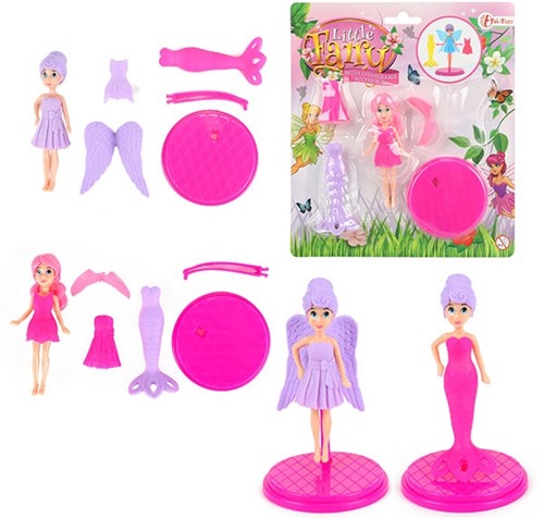 FAIRY Elfje met extra kleding en vleugels 2 assorti 17x19cm