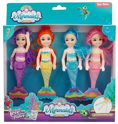 MERMAIDS Set met 4 poppen 15cm Zeemeermin Zusjes 20x22cm-2