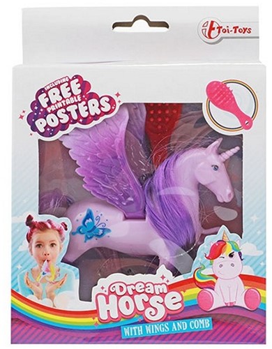 Pegasus paard met borstel 3 assorti 12x16cm-3