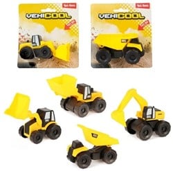 CARS&TRUCKS Mini Bouwvoertuig 4 assorti 6x13x14cm