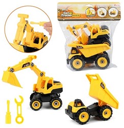 CARS&TRUCKS Bouwvoertuigen Kiepwagen + Graafmachine 27x30cm