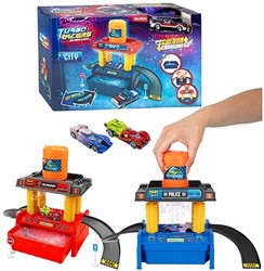 TURBO RACERS Set Car Wash 24-teilig mit Auto + Zubehör 8,5x30x19cm