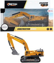 METAL Die-Cast Bouwvoertuig graafmachine met rupsbanden 1:55 18x28cm