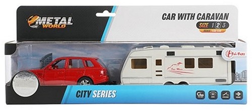 METAL Auto pull back met caravan 1:48 6x32cm-2