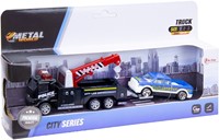 Vrachtwagen Metal met auto/heftruck 2 assorti 11x24cm-3