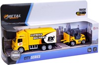Vrachtwagen Metal met auto/heftruck 2 assorti 11x24cm-2