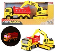 VEHICOOL Kiepwagen met graafmachine Licht en Geluid 36cm