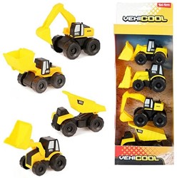 CARS&TRUCKS Set Véhicules de Construction 4-Pack 12.5x35cm