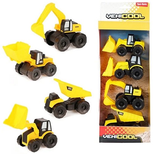 CARS&TRUCKS Set Véhicules de Construction 4-Pack 12.5x35cm