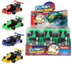 TURBO RACERS Auto -Kart- frictie 4 assorti 9,5x5x3cm in display (12)