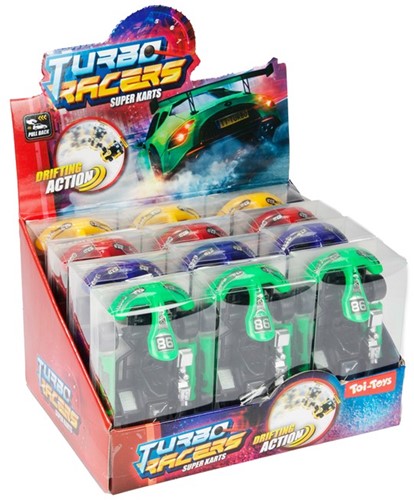 TURBO RACERS Auto -Kart- frictie 4 assorti 9,5x5x3cm in display (12)-3