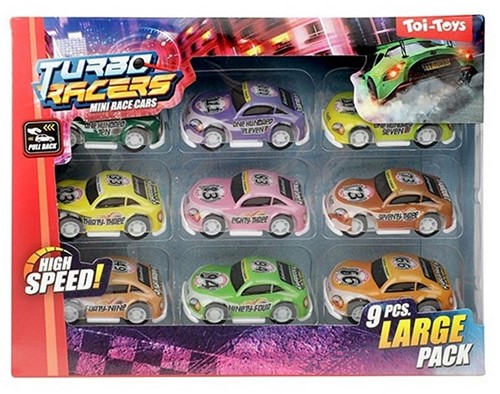 TURBO RACERS Set mini voitures de rallye reculer 9-Pack 14.5x19cm-2