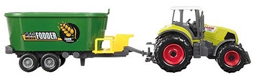 METAL Tractor met aanhanger assorti 14x27cm-2