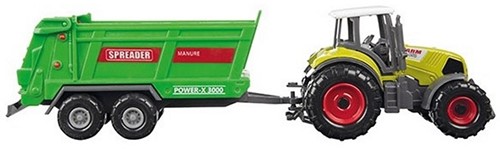 METAL Tractor met aanhanger assorti 14x27cm-3
