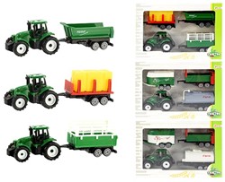 TRACTOR Tracteur 7cm avec 3 remorques 4 assortis 14x21cm