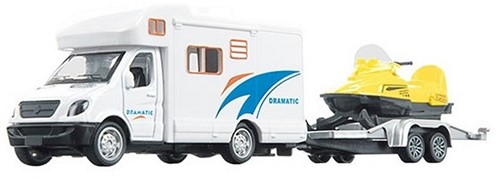 METAL Camper pull back+trailer+snowmobile 7x23,5cm-2