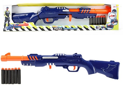 Foam blaster Police geweer met 6 foampijlen 63cm