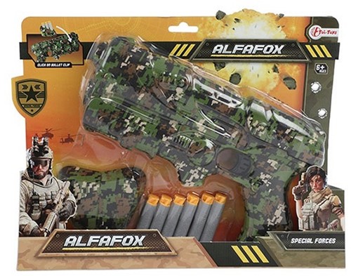 ALFAFOX Pistool 'Militair' inclusief 6 foampijlen 25x32cm