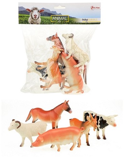 ANIMAL WORLD Animaux de la ferme Deluxe 13-15cm dans un sac de 5 pièces 22,5x28cm