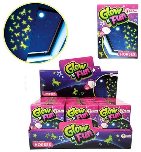 GLOW N FUN Glow in the Dark Decostickers Paard 9x12cm in display (24)
