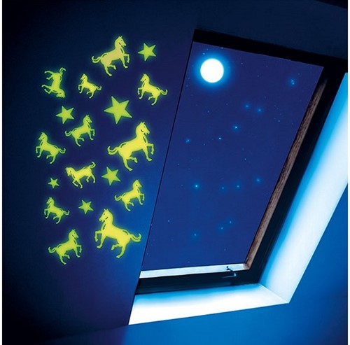 GLOW N FUN Glow in the Dark déco stickers cheval 9x12cm in display (24)-3