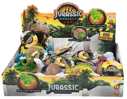 JURASSIC REVIVAL Babydino in ei met Licht + geluid 6 assorti in display (12) -2