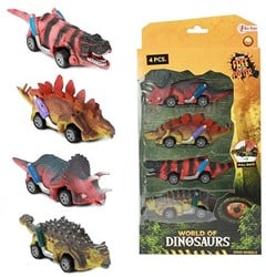 WORLD OF DINOSAURS Set Dino-Auto's Pullback 4-pack 17x33cm