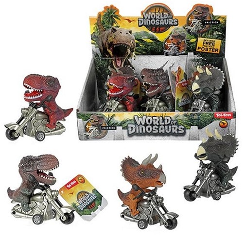 WORLD OF DINOSAURS Dino op motor frictie 9x11cm 4 assorti in display (6) 