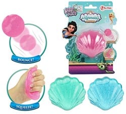 MERMAIDS Anti stress stuiter schelp 3 assorti 13x16,5cm