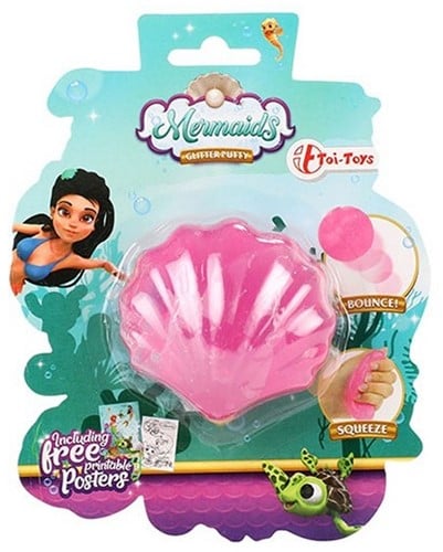 MERMAIDS Anti stress stuiter schelp 3 assorti 13x16,5cm-2