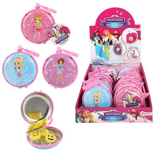 PRINCESSES Sleutelhanger metalen blikje 8cm prinses 3 assorti in display (12)