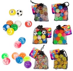 Stuiterballen klein 2,5cm -10st in net 6 assorti