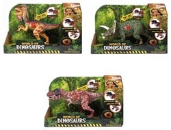 WORLD OF DINOSAURS Beweegbare dino met geluid 3 assorti 16x24cm