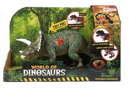 WORLD OF DINOSAURS Beweegbare dino met geluid 3 assorti 16x24cm-2