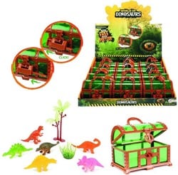 WORLD OF DINOSAURS Speelset 8-delig in schatkist 7x12cm in display (12)