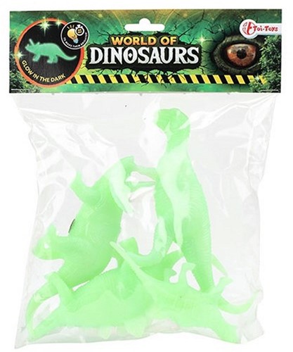 WORLD OF DINOSAURS Glow in the Dark Dino's 4 stuks 14cm