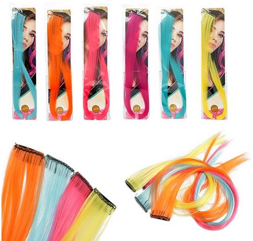 Fluorescerende haarstuk 50cm 6 assorti