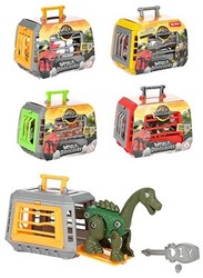 WORLD OF DINOSAURS Jaula con montura dino (diy) 4 surtidos 9x10,5cm