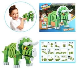 3D Foam Blocks Puzzel Constructiefoam Triceratops 63pcs 26x31,5cm